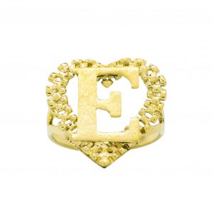 Large Heart Letter E - Rings
