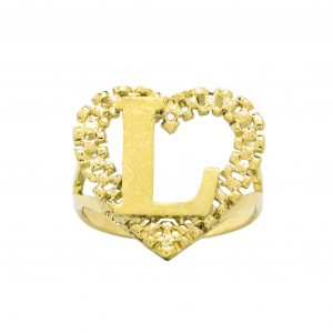 Large Heart Letter L - Rings