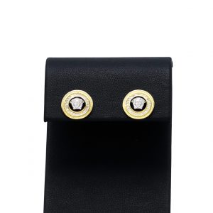 CZ Black Enamel Medusa - Earrings