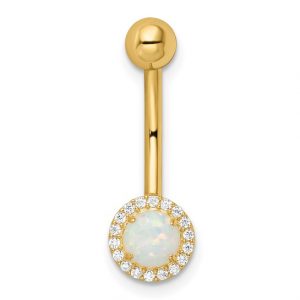 Opal Cz Belly Ring 14k - Body Jewellery