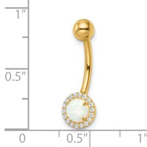 Opal Cz Belly Ring 14k - Body Jewellery - Image 3
