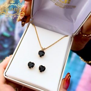 Genuine Black Onyx Heart Set - Gift Set - Image 3
