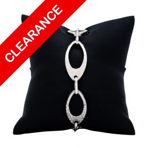 White Gold Cz Oval 15.25mm 7.5" - Bracelet