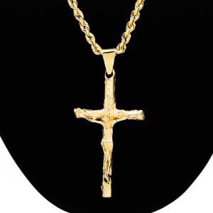 Solid Cross With Jesus 10k - Pendant - Image 3