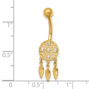 Cz Dream Catcher Belly Ring 14k - Body Jewellery - Image 3