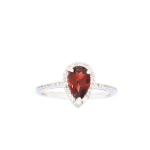 Pear Garnet 14k - Diamond Ring - Image 3