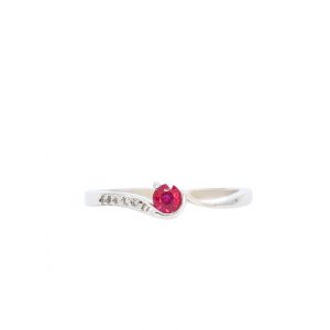 Genuine Ruby 10k - Diamond Ring - Image 3