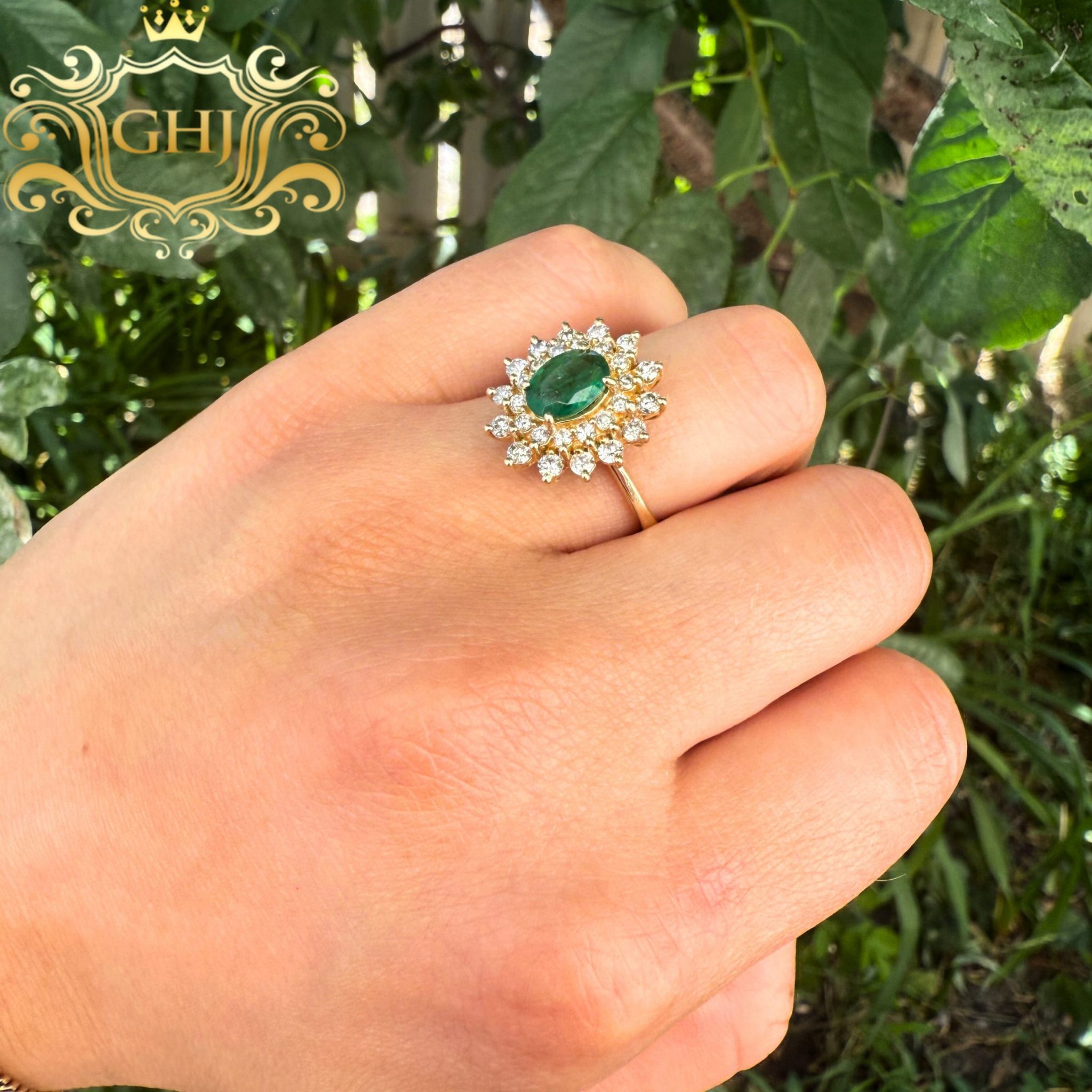 Natural Emerald 14k #234 - Diamond Ring - Golden Hand Jewellery