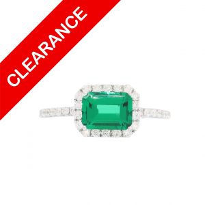 Synthetic Emerald .30ct 14k  - Diamond Ring