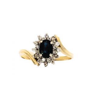 Sapphire .30ct 14k - Diamond Ring