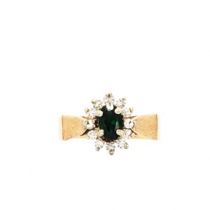 Synthetic Emerald - Diamond Ring