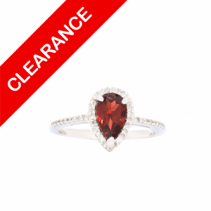 Pear Garnet 14k - Diamond Ring
