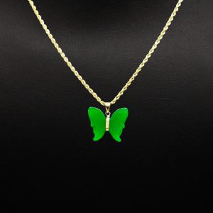 Jade Green Butterfly 14k- Pendant - Image 3
