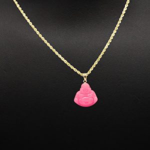 Mini Pink Jade Buddha 14k- Pendant - Image 3