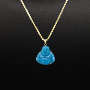 Blue Jade Buddha 14k- Pendant - Image 3