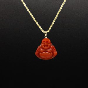 Dark Orange Jade Buddha 14k- Pendant - Image 3