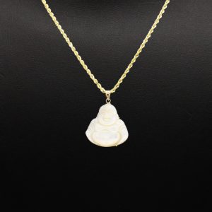 White Jade Buddha 14k- Pendant - Image 3