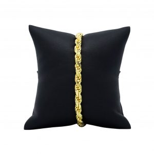 Silver Gold Plated Solid Rope 5mm 8"- Silver Bracelet