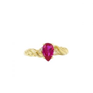 Pear July Twist Band - Birthstone Ring