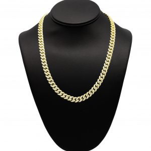 Silver Gold Plated Solid Cz Miami Cuban 9mm 20" - Silver Chain