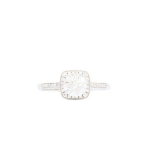 Solitaire+Halo Moissanite Ring  - Silver Ring