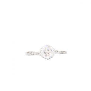Solitaire Accented Moissanite Ring  - Silver Ring