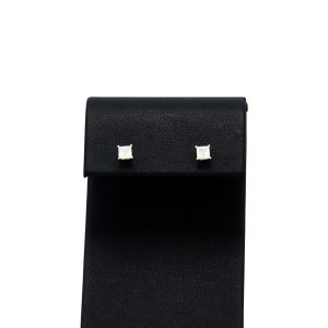 Silver Gold Plated Princess Cut Moissanite Studs - Silver Earrings