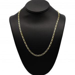 Silver Gold Plated Solid Figaro 3.75mm 22" - Silver Chain
