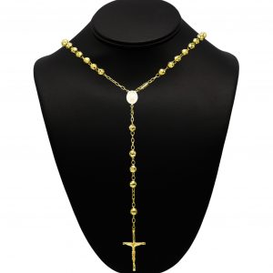 Silver Gold Plated Rosary 6.75mm 24" - Silver Chain