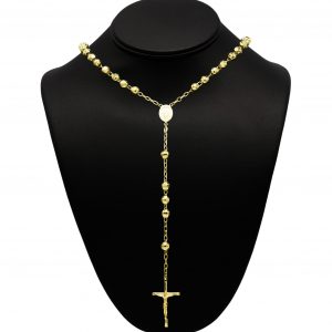 Silver Gold Plated Rosary 7mm 26" - Silver Chain