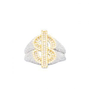 Moissanite Dollar Sign Ring - Silver Ring