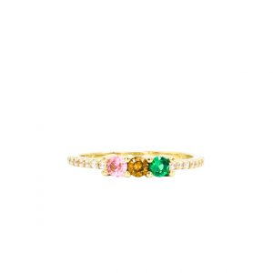 3-Stone Birthstone CZ Band - Ring