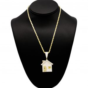 OG Trap House Moissanite Yellow Silver - Silver Pendant