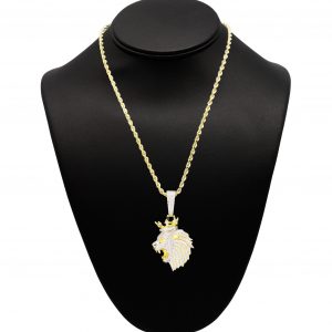 Crown Lion Moissanite Yellow Silver - Silver Pendant