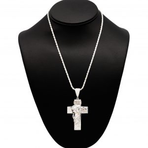 Medium Jesus Cross Moissanite - Silver Pendant