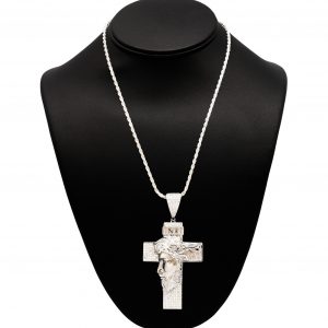 Large Jesus Cross Moissanite - Silver Pendant