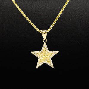 Large Cz Nugget Star 10k - Pendant - Image 3