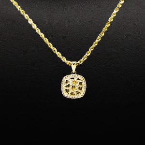 Cz Small Square Nugget 10k - Pendant - Image 3