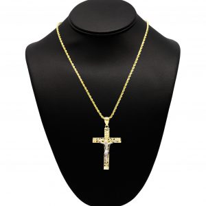 Nugget Cross With Jesus 10k - Pendant
