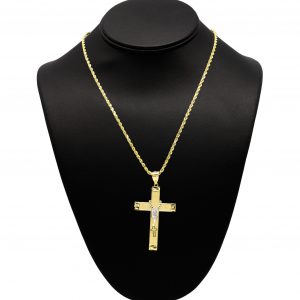 Two Tone Large Rosary Cross 10k - Pendant