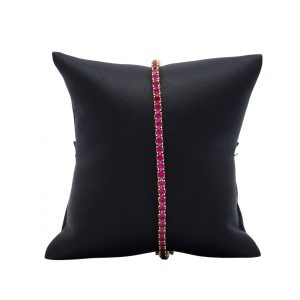 Synthetic Ruby Tennis Yellow Silver 3mm 7"- Silver Bracelet