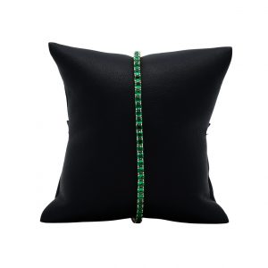 Synthetic Emerald Tennis Yellow Silver 3mm 7"- Silver Bracelet