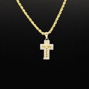 Medium CZ Nugget Cross 10k- Pendant - Image 3
