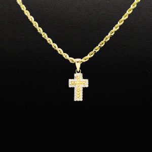 Small CZ Nugget Cross 10k- Pendant - Image 3