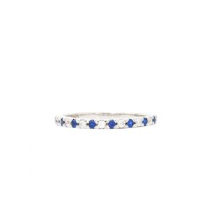 Silver Blue Cz Band - Silver Ring