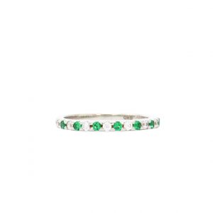 Silver Green Cz Band - Silver Ring