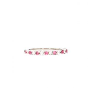 Silver Pink Cz Band - Silver Ring