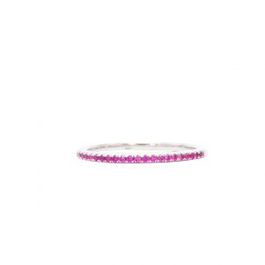 Silver Synthetic Ruby Band - Silver Ring