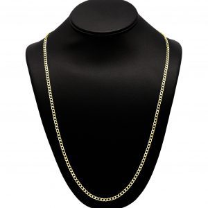 Silver Gold Plated Two Tone Cuban 3.5mm 26" - Silver Chain