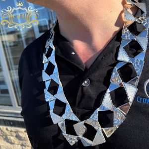 Diamond Cut X Nugget 37.5mm 30" - Silver Chain - Image 3